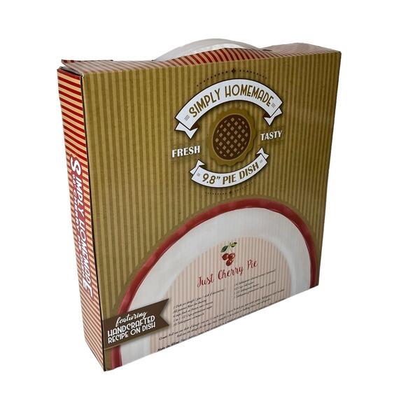 NEW Simply Homemade Just CHERRY PIE PLATE 9.8" Ceramic Oven Baking Dish + Recipe - Picture 4 of 5